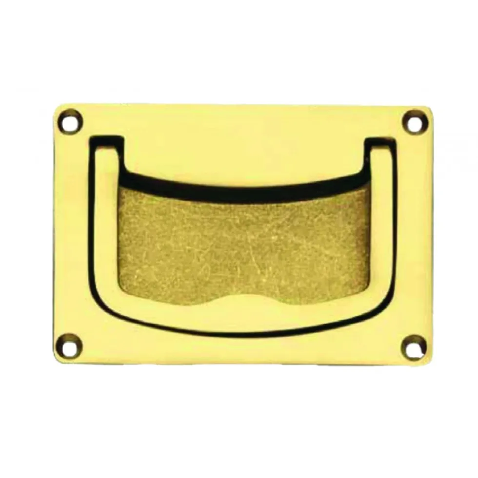 Poignée de meuble façon cuvette rectangulaire - à encastrer - laiton CADAP