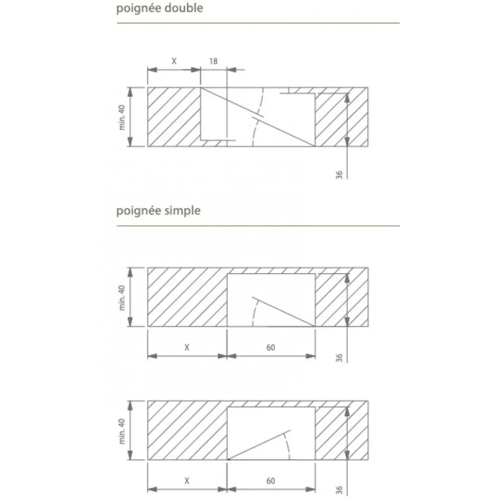 Poignée de porte intérieure invisible S-Handle - anodisé ARGENTA