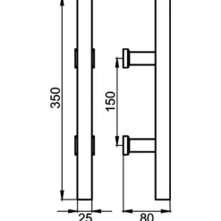 Poignée de tirage ES5PQS pour porte battante - inox satiné - 350 mm KARCHER DESIGN