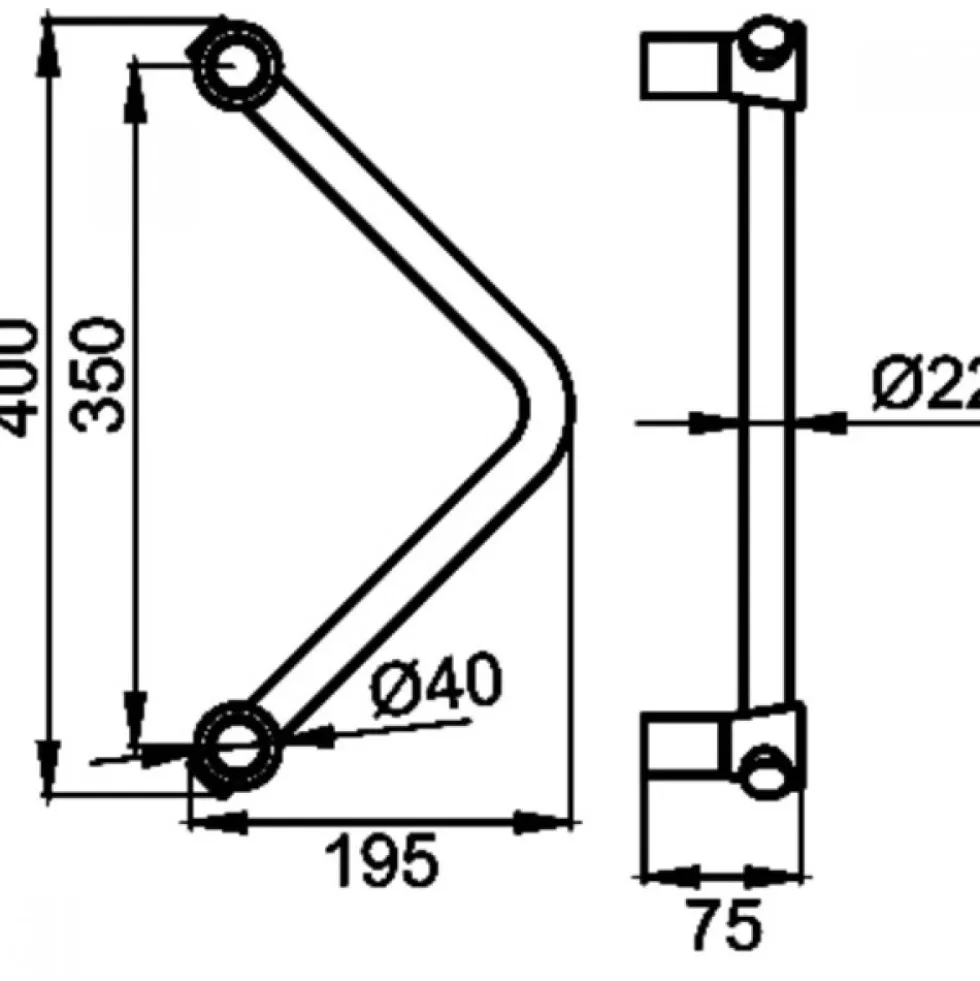 Poignée de tirage forme V ornée ES24 pour porte battante - inox satiné KARCHER DESIGN