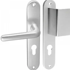 Poignées béquille et à tirage pour portes palières - aluminium - clé I BRICOZOR