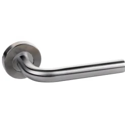 Poignées de porte coudée sur rosaces rondes S1-15 - inox - boîte de 20 SIMILAIRE