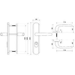 Poignées de porte de sécurité - renforcée - argent - Sécumax One VACHETTE