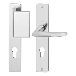 Poignées de porte palière sur plaques - aluminium - Zürich - argent HOPPE