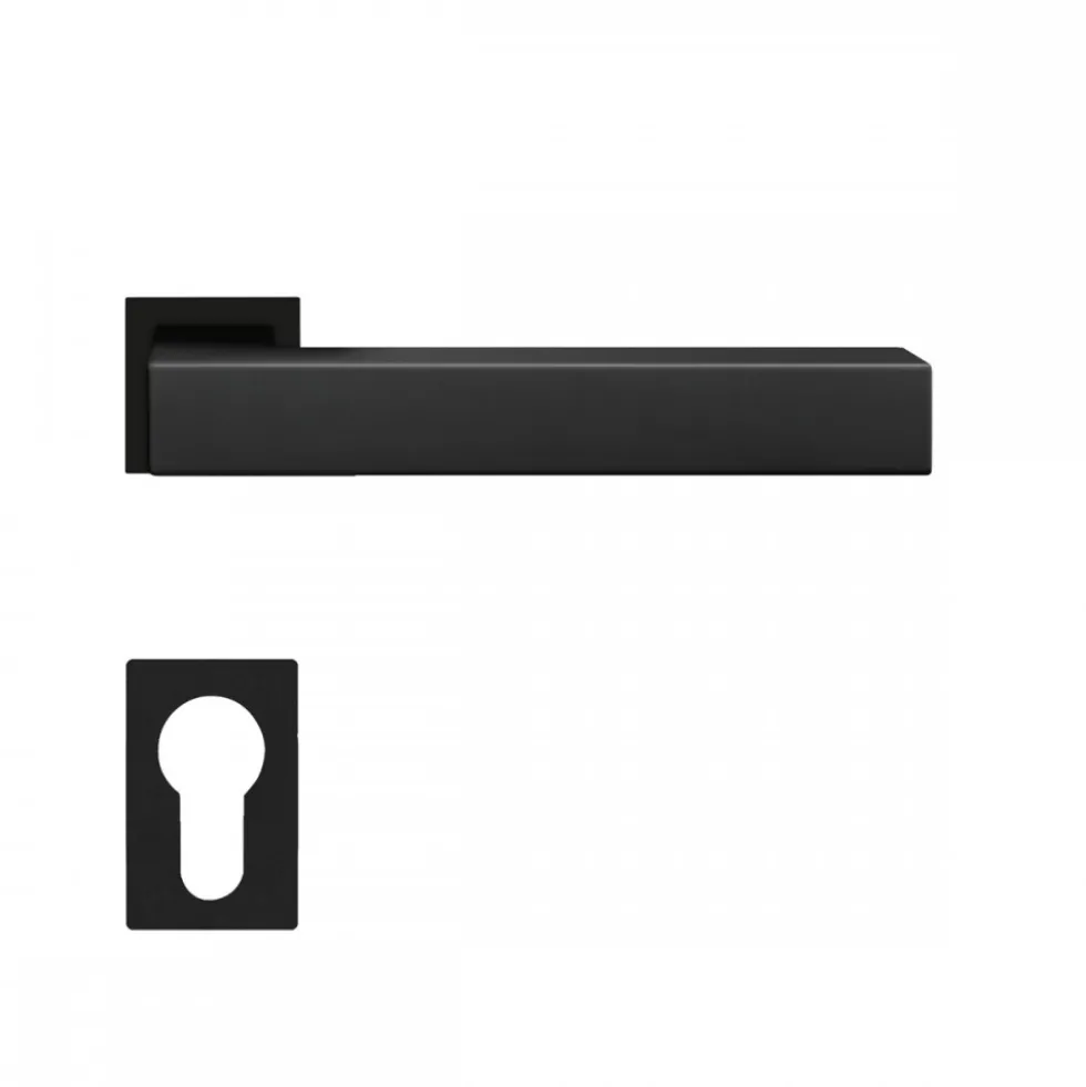Poignées de porte sur mini-rosaces carrées ER 46QM Seattle - noir mat KARCHER DESIGN