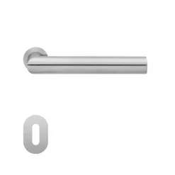 Poignées de porte sur mini-rosace ronde série ER 28M Rhodos - satiné KARCHER DESIGN