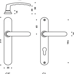 Poignées de porte sur plaques - aluminium chromé velours - Slim VACHETTE