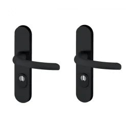 Poignées de porte sur plaques de sécurité - renforcées - Seku 2 - noir NORMBAU