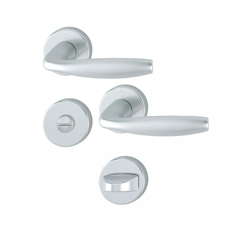 Poignées de porte sur rosaces - aspect argent - New York HOPPE