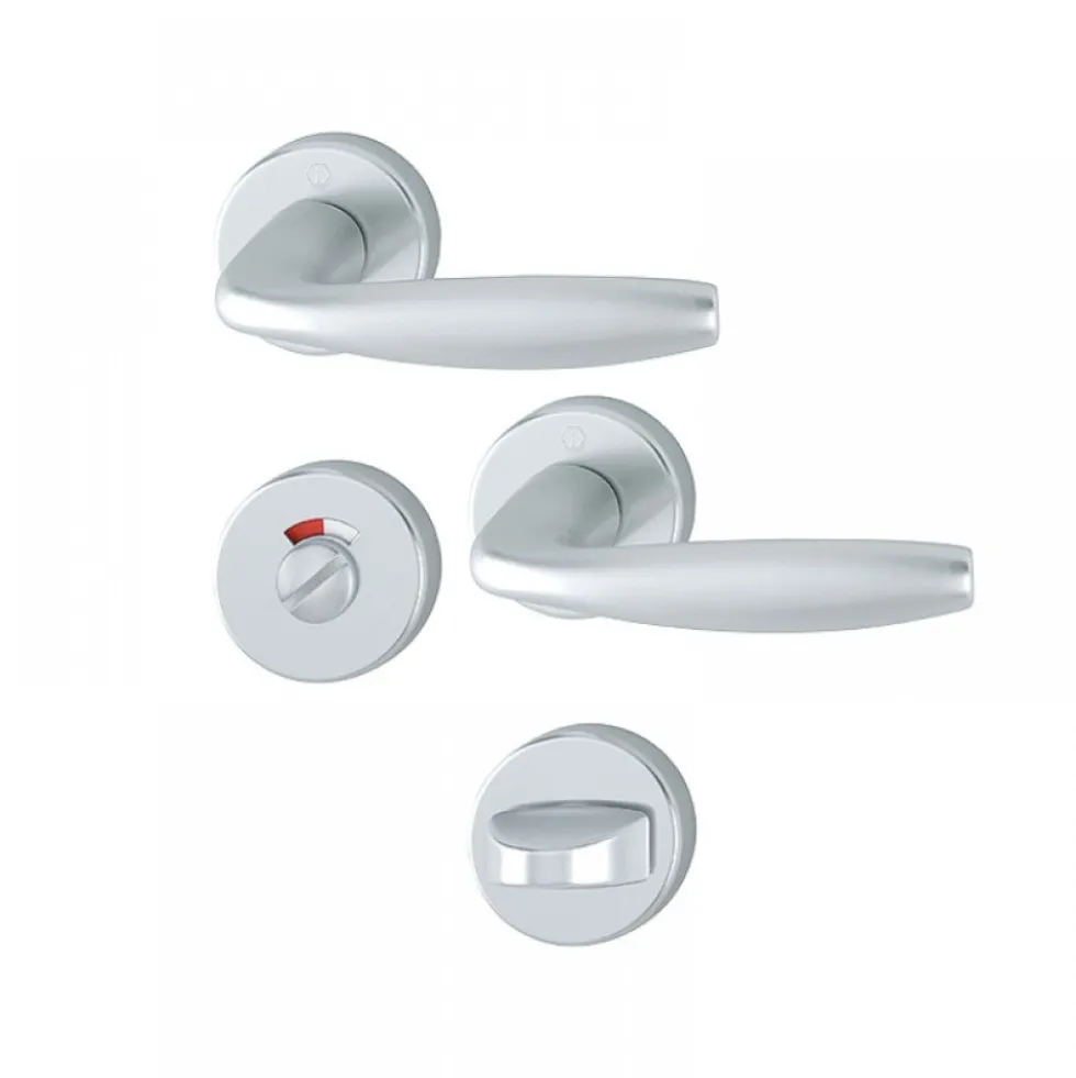 Poignées de porte sur rosaces - aspect argent - New York HOPPE