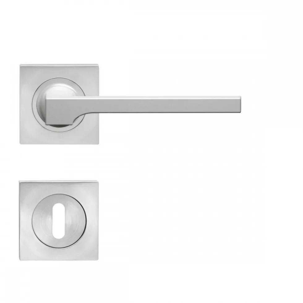 Poignées de porte sur rosaces carrées série ER 57Q Soho - inox satiné KARCHER DESIGN