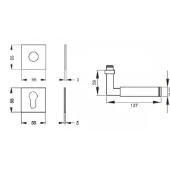 Poignées de porte sur rosaces carrées affleurantes EP L31Q Tasmania KARCHER DESIGN