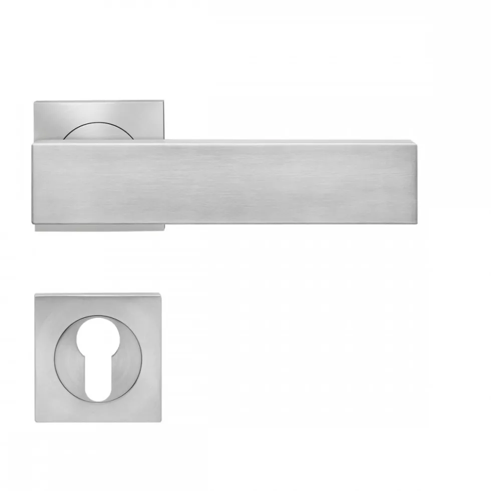 Poignées de porte sur rosaces carrées série ER 52Q Milano -inox satiné KARCHER DESIGN