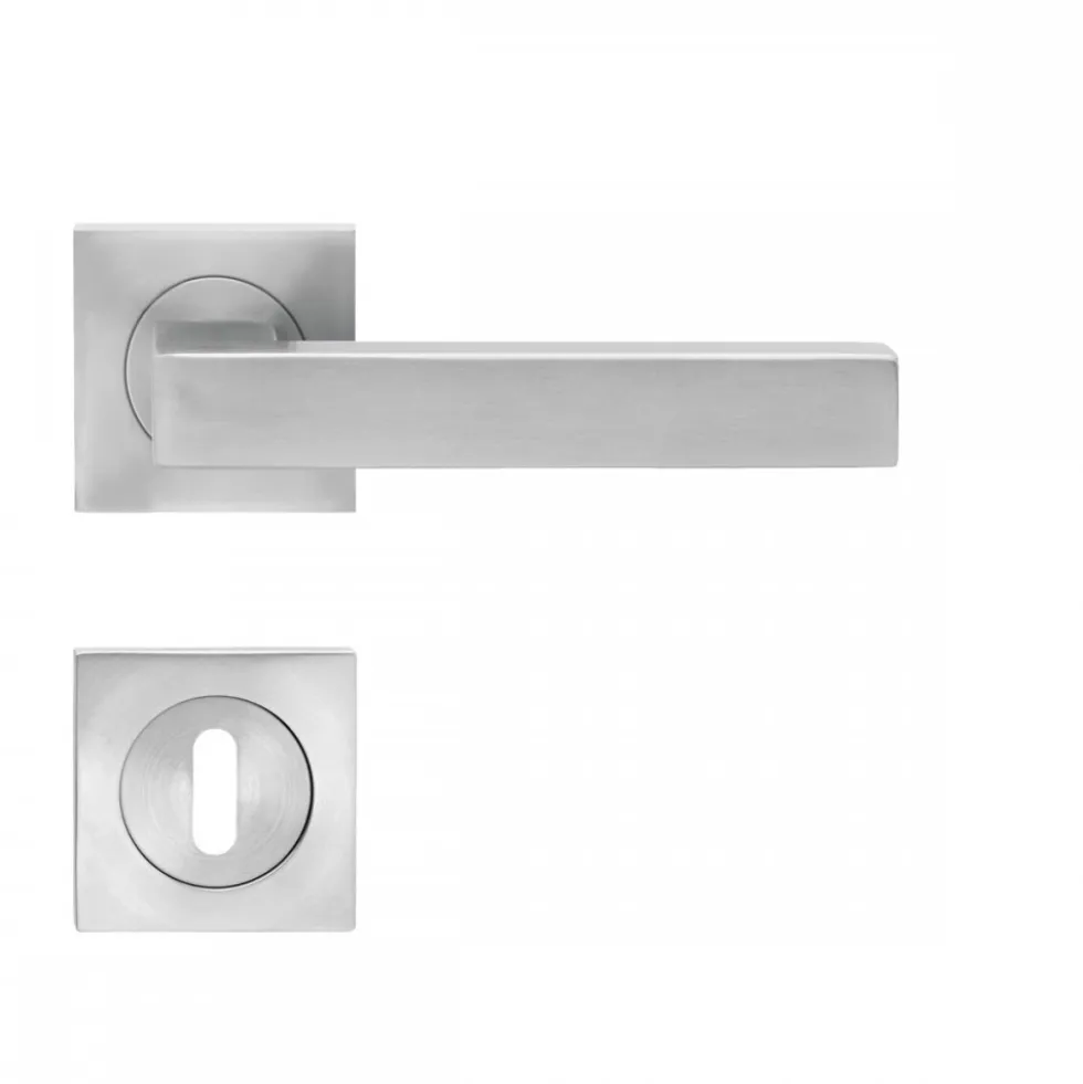 Poignées de porte sur rosaces carrées série ER 46 Q Seattle - satiné KARCHER DESIGN