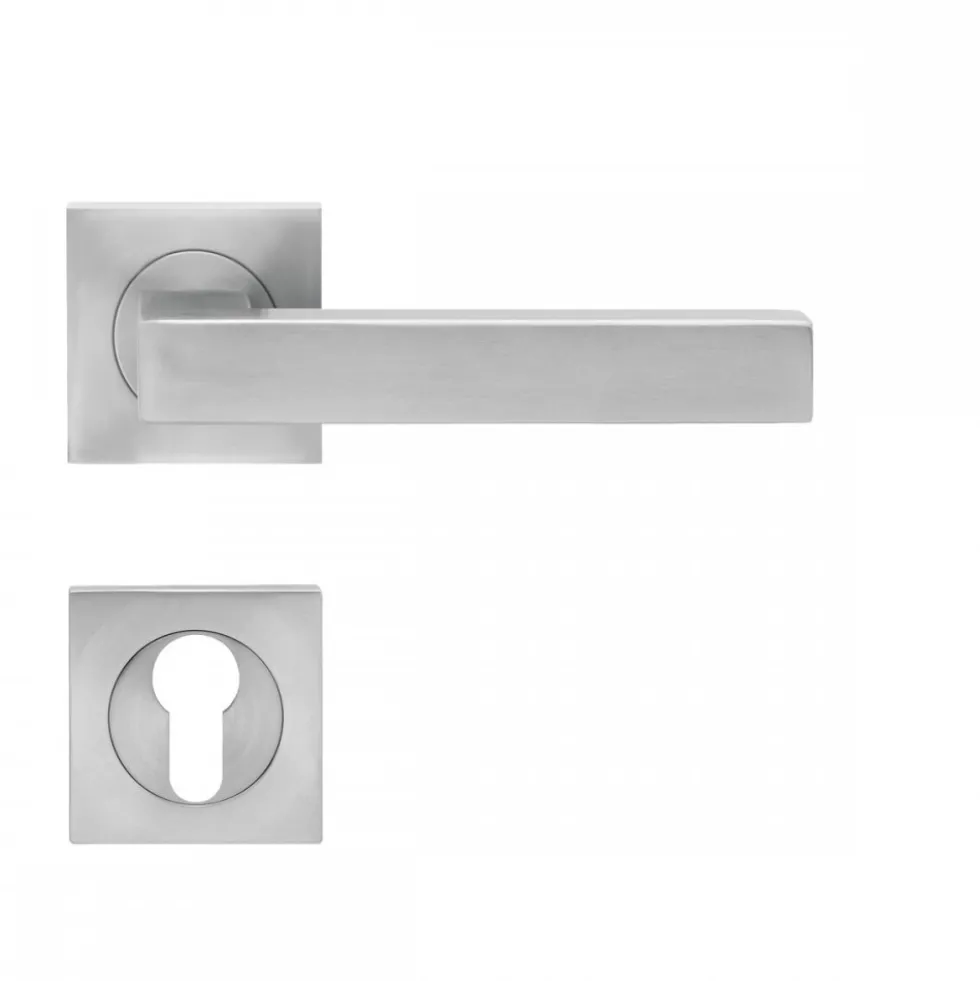 Poignées de porte sur rosaces carrées série ER 46 Q Seattle - satiné KARCHER DESIGN