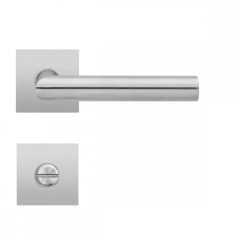 Poignées de porte sur rosaces carrées série EPL 28 Q Rhodos - satiné KARCHER DESIGN