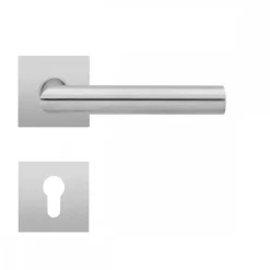 Poignées de porte sur rosaces carrées série EPL 28 Q Rhodos - satiné KARCHER DESIGN