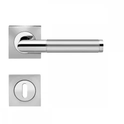 Poignées de porte sur rosaces carrées ER 34Q Rio Steel -poli satiné KARCHER DESIGN