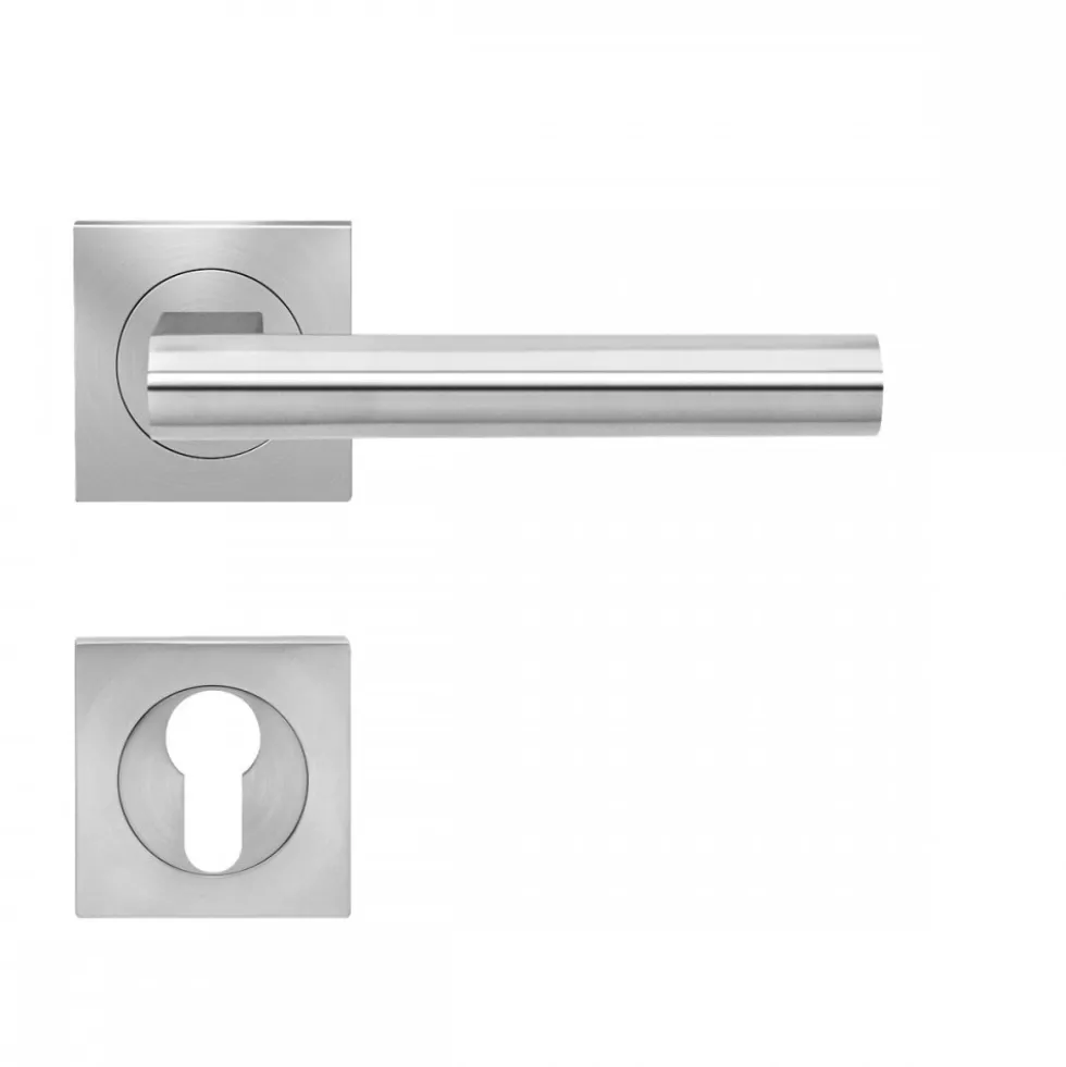 Poignées de porte sur rosaces carrées - série ER 45 Q - Madeira - satiné KARCHER DESIGN