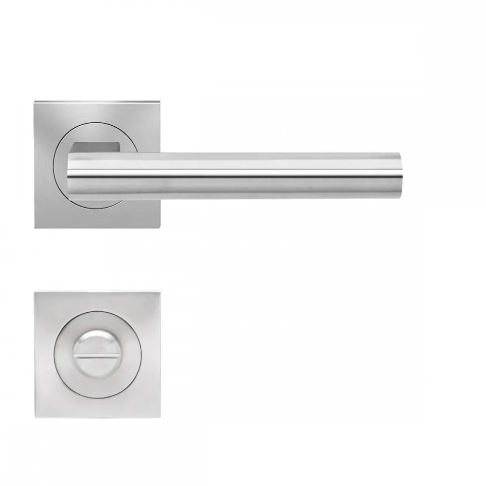 Poignées de porte sur rosaces carrées - série ER 45 Q - Madeira - satiné KARCHER DESIGN