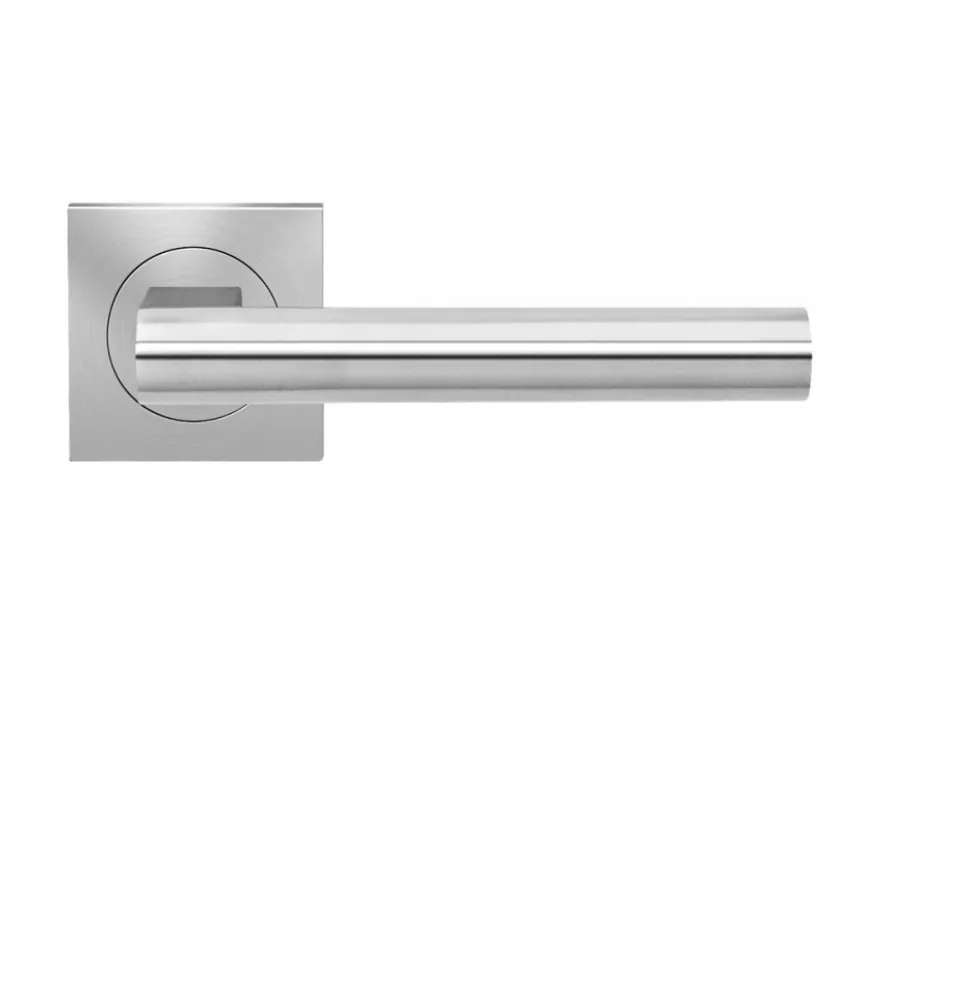 Poignées de porte sur rosaces carrées - série ER 45 Q - Madeira - satiné KARCHER DESIGN