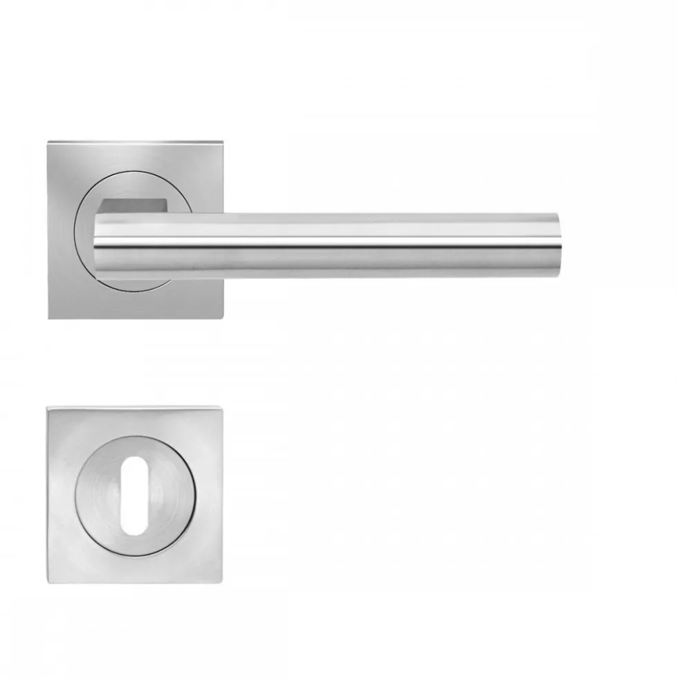 Poignées de porte sur rosaces carrées - série ER 45 Q - Madeira - satiné KARCHER DESIGN