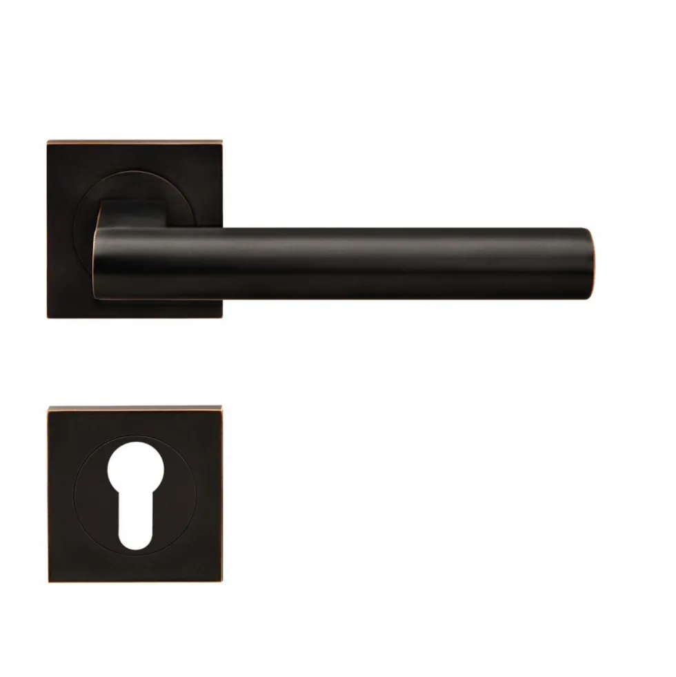Poignées de porte sur rosaces carrées - série ER 45 Q - Madeira - noir KARCHER DESIGN