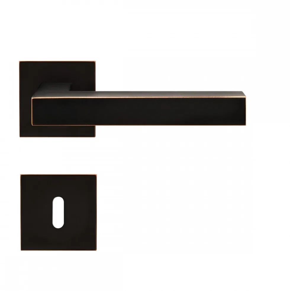 Poignées de porte sur rosaces carrées EPL 46Q Seattle - bronze antique KARCHER DESIGN