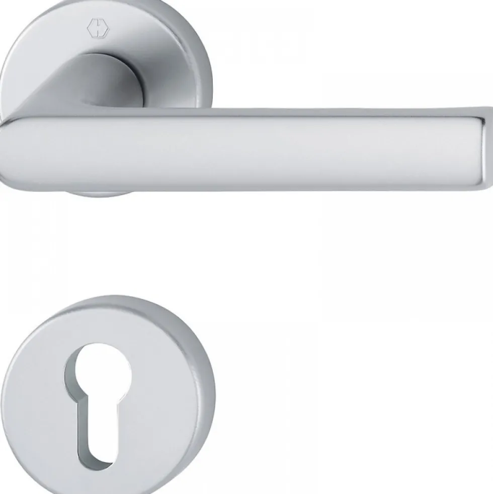 Poignées de porte sur rosaces Hambourg - finition argent HOPPE