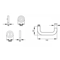 Poignées de porte sur rosaces rondes série ER 27 Crète - inox satiné KARCHER DESIGN