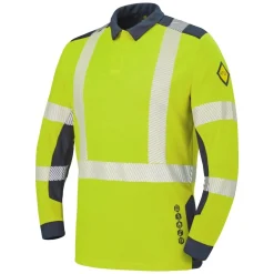 Polo haute visibilité multirisques LAPILLI jaune fluo / bleu marine CEPOVETT SAFETY
