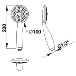 Pommeau de douche 1 jet chromé picots anticalcaires diamètre 100 mm PRESTO