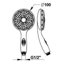 Pommeau de douche - start/stop - picots anticalcaires - diamètre 100 mm PRESTO