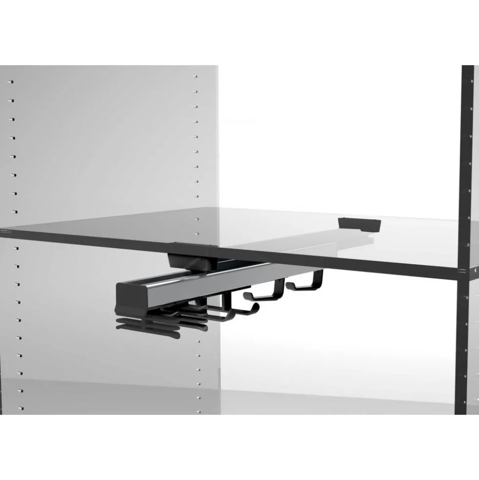 Porte-accessoires coulissant multi-modules sous étagère - noir AMBOS