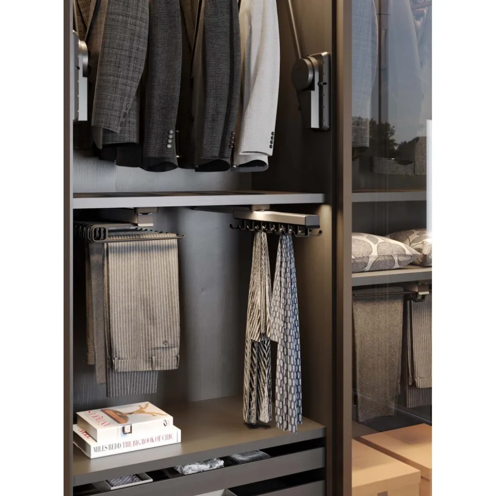 Porte-accessoires coulissant multi-modules sous étagère - noir AMBOS