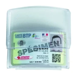 Porte badge adhésif - universel - pour casque de chantier TALIAPLAST