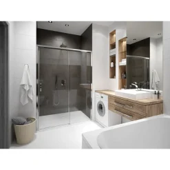 Porte de douche-140cm-vitrage transparent-Version Droite et Gauche-Tyxo LEDA