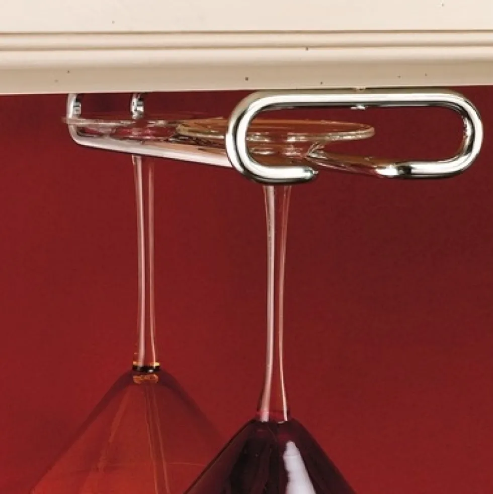 Porte-verres suspendu pour 4 verres sous tablette - Chromé HETTICH