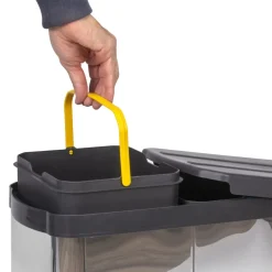 Poubelle de recyclage pour cuisine -2 x 12 L -inox -fixation au fond EMUCA