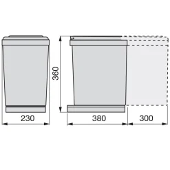 Poubelle de tri sélectif - couvercle automatique - 1 bac de 16 litres EMUCA