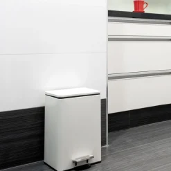 Poubelle de tri sélectif à pédale et seau amovible Recycle - 12L - blanc EMUCA