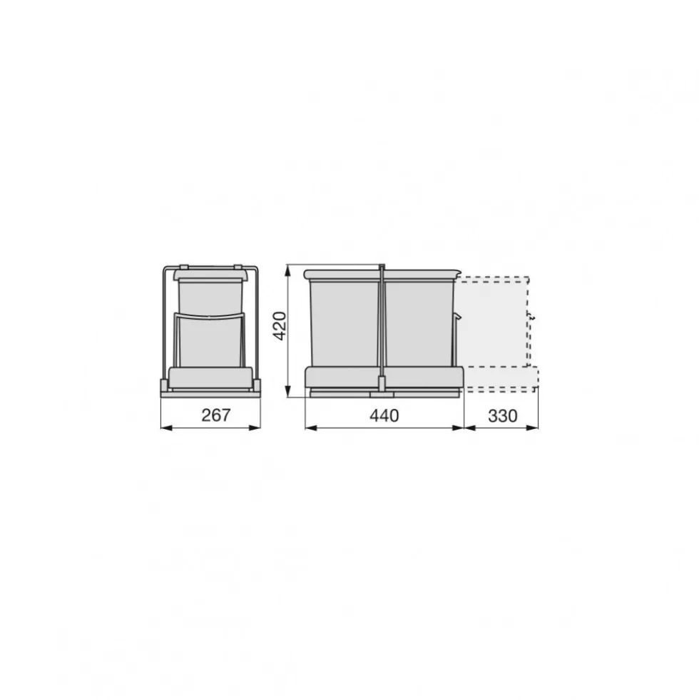 Poubelles de tri sélectif - 2 bacs 14 litres EMUCA