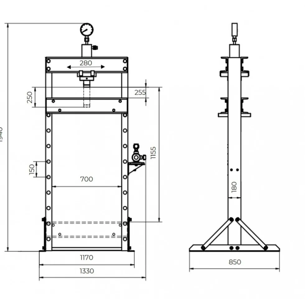 Presse hydraulique d'atelier - puissance 75 tonnes - WP75ECO HOLZMANN