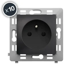 Prises de courant 2P+T - 16A - noir - boîte de 10 - Caly DEBFLEX