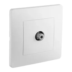 Prise TV type F complète - blanc pur mat - 2400 MHz - Caly DEBFLEX