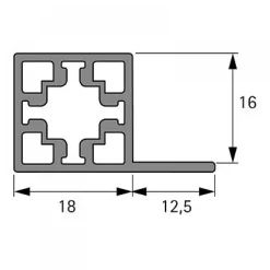 Profil aluminium noir en tube carré pour système Cadro - longueur 3 m HETTICH