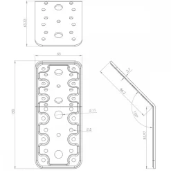 Équerre d'angle 135° pour assemblages à 45° - 90 x 90 x 65 mm Interges