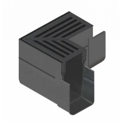 Raccord d'angle avec grille aluminium noir pour caniveau d'extérieur - Slimline ACO