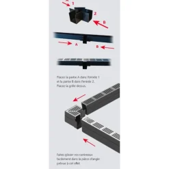 Raccord d'angle pour caniveau avec grille alu - noir - Slimline - stocké ACO