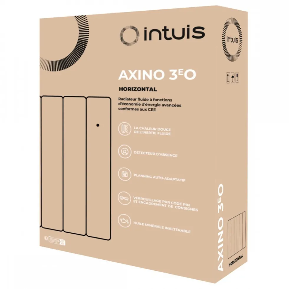 Radiateur électrique à inertie fluide horizontal 2000W - Axino 3eO Intuis